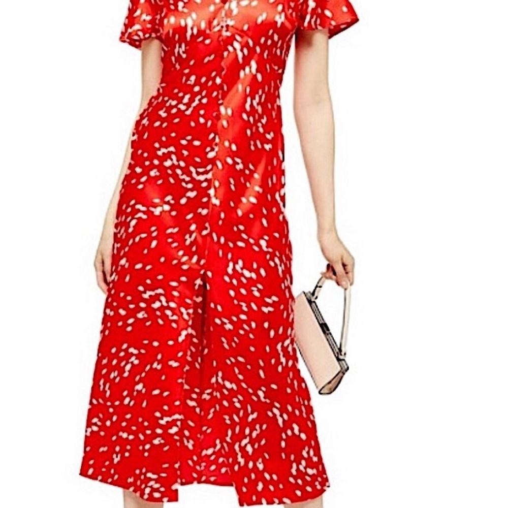 NWOT/ Topshop satin polkadot red and white dress